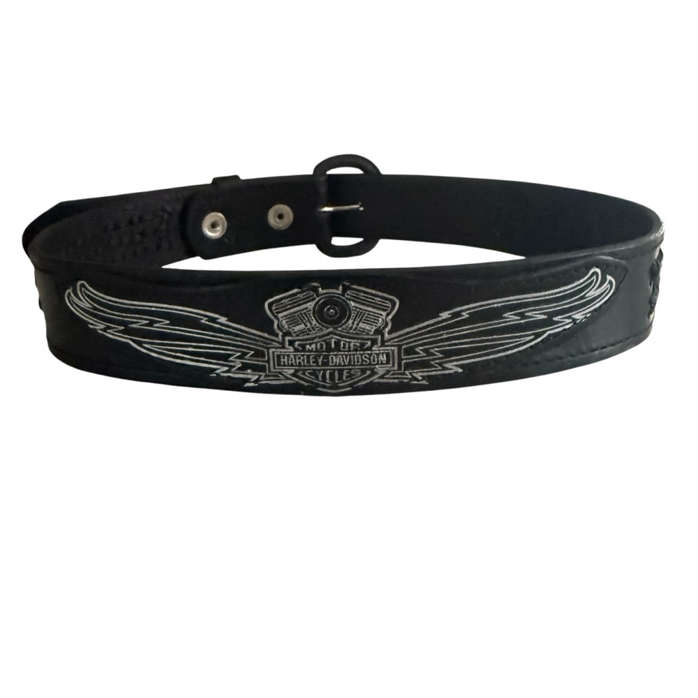 Vintage Harley Davidson Black Leather Belt Size 28 Removable Buckle Made in USA